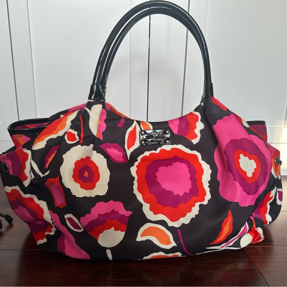 Kate Spade Floral Diaper or Tote Bag with Black Handles